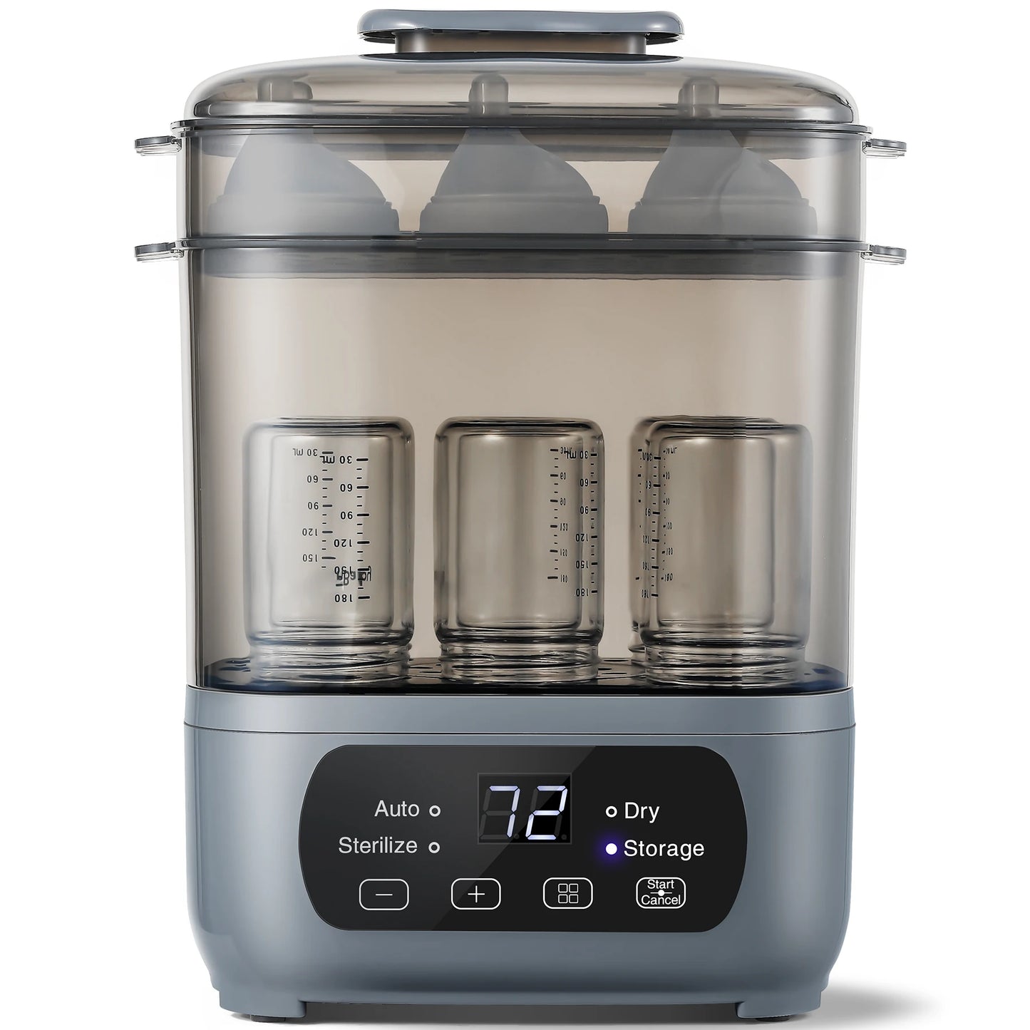 4-in-1 72H Storage, 30-Min Dry, 6 Bottles + Accessories,99.99% Germ-Free‌ Baby Bottle Sterilizer & Dryer